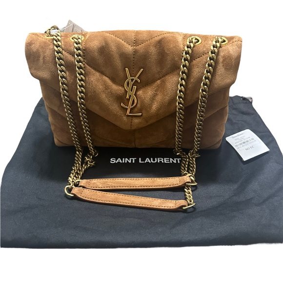 NWT YSL SAINT LAURENT LOULOU PUFFER SUEDE CROSSBODY SHOULDER BAG - Picture 6 of 16
